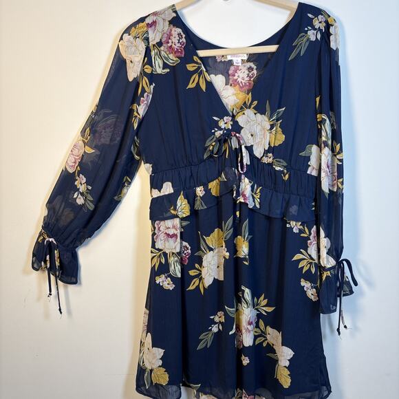 Babydoll Dress Baby Floral S Boho Romantic Long Sleeve Ruffle Waist - Picture 8 of 16